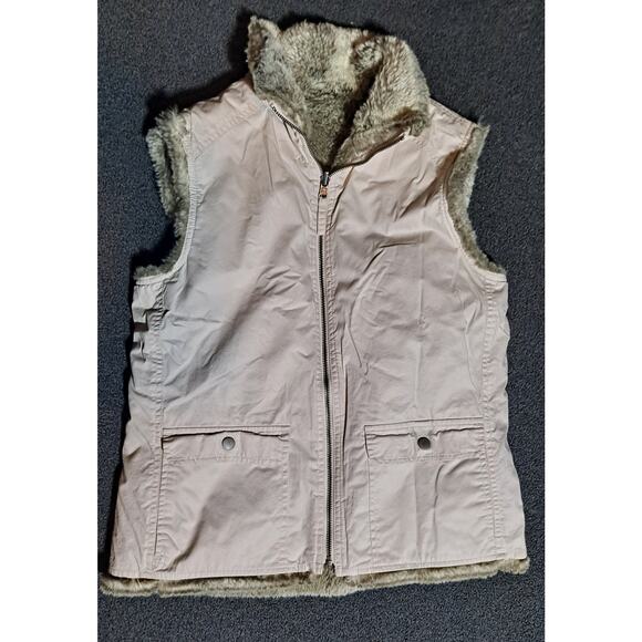 Reverable Gap Vest Womens Lg  And Faux Fur - Picture 1 of 3